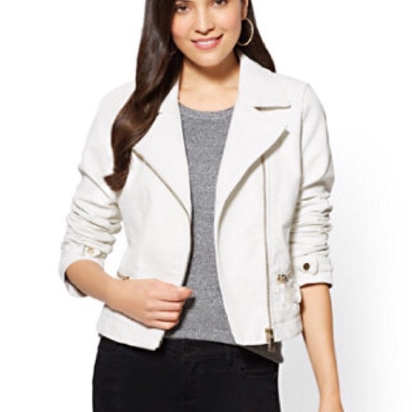 Papaya Jackets & Blazers - White Faux Leather Motorcycle Jacket